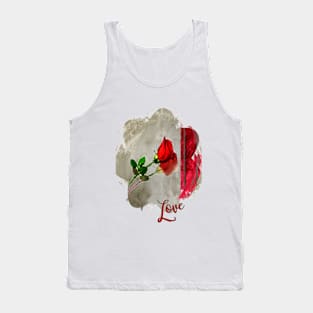 Red Rose on Marble Tank Top